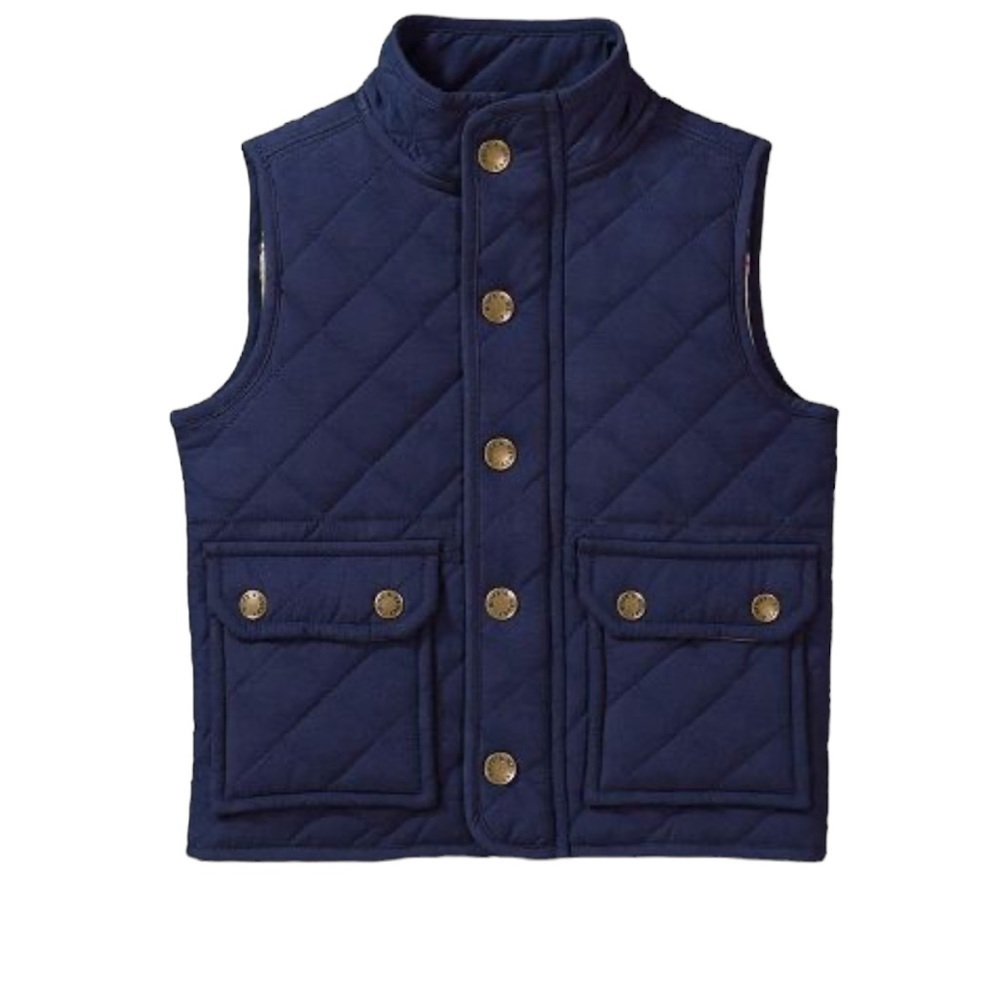 Hope & Henry Boys Navy Blue Quilted Field Vest Size XL Plaid Lined Equestrian